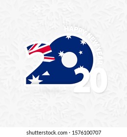 Happy New Year 2020 for Australia on snowflake background. Greeting Australia with new 2020 year.