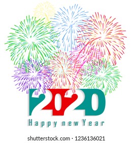 Happy New Year 2020 background with fireworks.