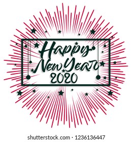 Happy New Year 2020 background with fireworks.