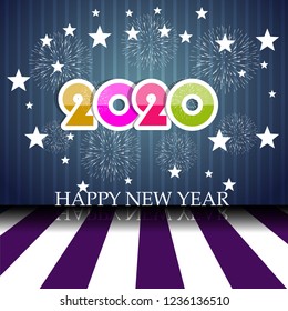 Happy New Year 2020 background with fireworks.