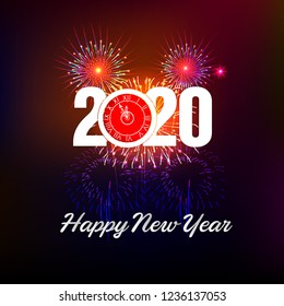 Happy New Year 2020 background with fireworks.