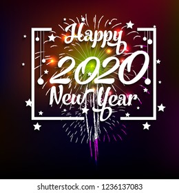 Happy New Year 2020 background with fireworks.