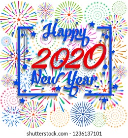 Happy New Year 2020 background with fireworks.