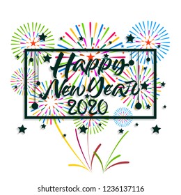 Happy New Year 2020 background with fireworks.