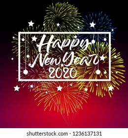 Happy New Year 2020 background with fireworks.