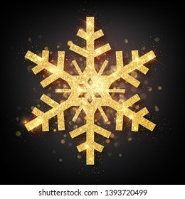 Happy New Year 2020 background. Vector Happy New Year card with gold snowflake