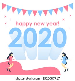 Happy new year 2020 background illustration vector