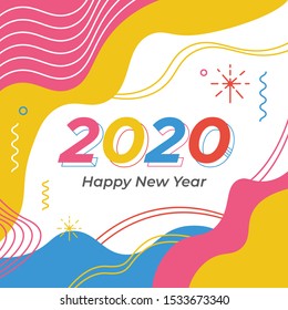 Happy new year 2020 background vector illustration