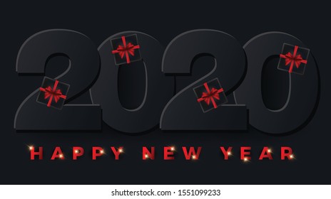 Happy New Year 2020. Background, greeting card, banner, social media banner, marketing material. Vector illustration