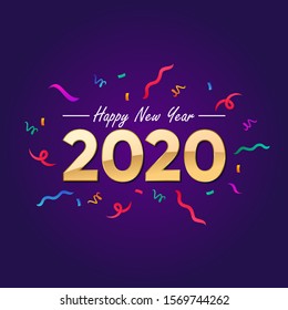 Happy New Year 2020 background illustration, greeting card design vector