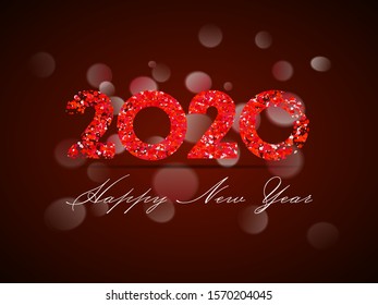 Happy New Year 2020 background. Greeting card 2020 Fonts flyer. Color of date 2020 new year view from above banner. Celebrate brochure icona