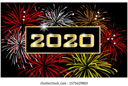  happy new year 2020 background design fireworks in the night simple background