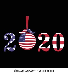 Happy New Year 2020 - New Year background with USA Flag.