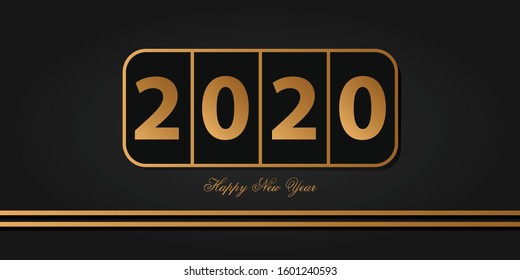 Happy New Year 2020 Background Design. Semi Gold Design with two stripe's. 