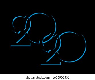 Happy New Year 2020 background. Greeting card 2020 Fonts flyer. Color of date 2020 new year view from above banner. Celebrate brochure icona