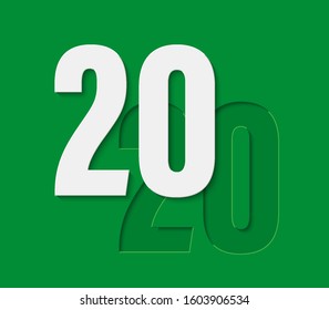 Happy New Year 2020 background. Greeting card 2020 Fonts flyer. Color of date 2020 new year view from above banner. Celebrate brochure icona