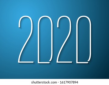 Happy New Year 2020 background. Greeting card Fonts flyer. Color of date 2020 new year view from above banner. Celebrate brochure icon