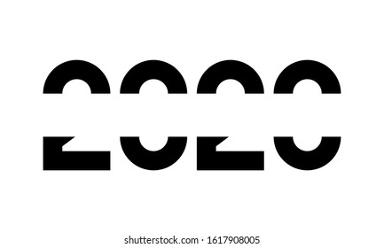 Happy New Year 2020 background. Greeting card Fonts flyer. Color of date 2020 new year view from above banner. Celebrate brochure icon