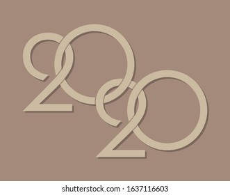 Happy New Year 2020 background. Greeting card 2020 Fonts flyer. Color of date 2020 new year view from above banner. Celebrate brochure icon