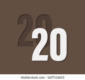 Happy New Year 2020 background. Greeting card 2020 Fonts flyer. Color of date 2020 new year view from above banner. Celebrate brochure icon