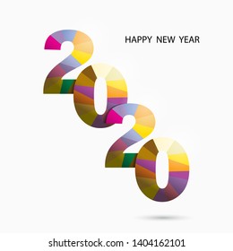 Happy New Year 2020 background.Colorful greeting card design.Vector illustration for holiday design. Party poster, greeting card, banner or invitation template.