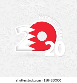 Happy New Year 2020 for Bahrain on snowflake background. Greeting Bahrain with new 2020 year.