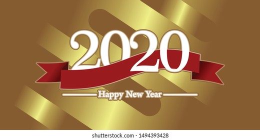 Happy New Year 2020 banner illustration of luxury background exclusive design
