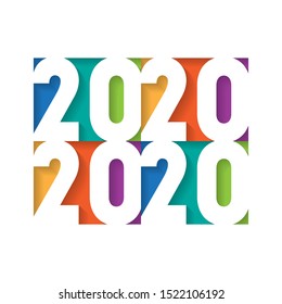 Happy new year 2020 banner. Brochure or calendar cover design template. Cover of business diary for 20 20. The art of cutting paper. Vector.