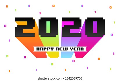 Happy new year 2020 banner illustration vector