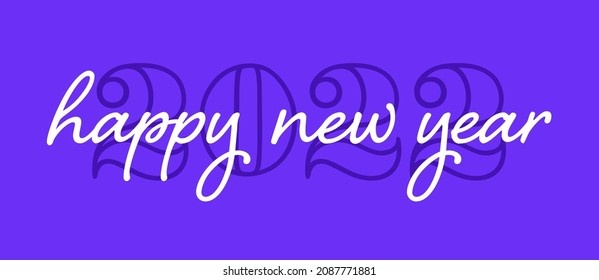Happy New Year 2020 Banner with Handwritten Style Script Text on Purple Background. Creative Concept for 2022 New Year Poster, Banner, Greeting Card - Powered by Shutterstock - Get 15% off with code: PIKWIZARD15