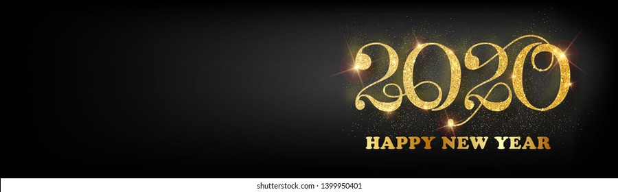 Happy new year 2020 banner.Golden Vector luxury text 2020 Happy new year. Gold Festive Numbers Design. Happy New Year Banner with 2020 Numbers