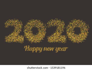 Happy new year 2020 banner.Golden Vector luxury text 2020 Happy new year. Gold Festive Numbers Design. Happy New Year Banner with 2020 Numbers