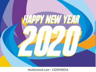 happy new year 2020, beautiful greeting card background, poster or banner with twister theme. design vector illustration