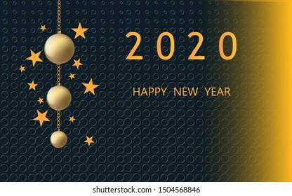Happy New Year 2020 - Black Yellow Abstract Background