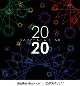 happy new year 2020 with a black background, free vector