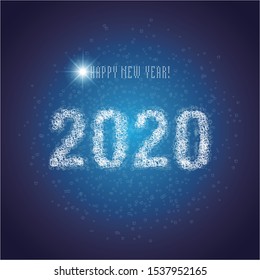 Happy New Year 2020, Blockchain technology business concept. for greetings card, flyers, invitation, posters, brochure, banners, calendar.