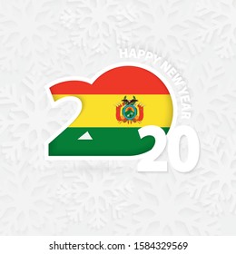 Happy New Year 2020 for Bolivia on snowflake background. Greeting Bolivia with new 2020 year.