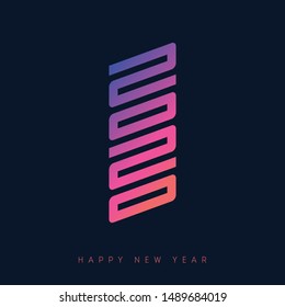 Happy New Year 2020. Brochure or calendar design template. Cover of business diary with wishes and inscription 20 20 looks like hieroglyph. Vector background.