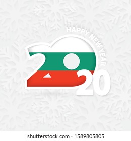 Happy New Year 2020 for Bulgaria on snowflake background. Greeting Bulgaria with new 2020 year.