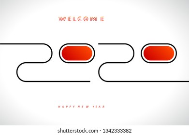 Happy new year 2020 calendar cover, typographic vector illustration.