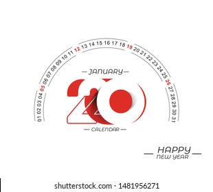 Happy new year 2020 Calendar - New Year Holiday design elements for holiday cards, calendar banner poster for decorations, Vector Illustration Background.