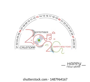 Happy new year 2020 Calendar - New Year Holiday design elements for holiday cards, calendar banner poster for decorations, Vector Illustration Background.