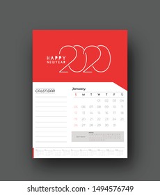 Happy new year 2020 Calendar - New Year Holiday design elements for holiday cards, calendar banner poster for decorations, Vector Illustration Background.