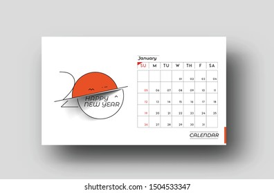 Happy new year 2020 Calendar - New Year Holiday design elements for holiday cards, calendar banner poster for decorations, Vector Illustration Background.