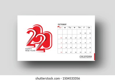 Happy new year 2020 Calendar - New Year Holiday design elements for holiday cards, calendar banner poster for decorations, Vector Illustration Background.