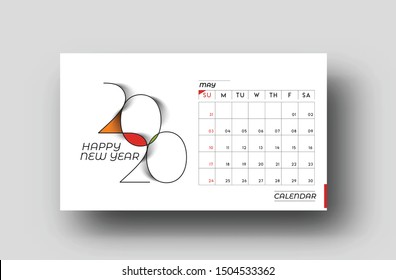 Happy new year 2020 Calendar - New Year Holiday design elements for holiday cards, calendar banner poster for decorations, Vector Illustration Background.