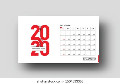 Happy new year 2020 Calendar - New Year Holiday design elements for holiday cards, calendar banner poster for decorations, Vector Illustration Background.