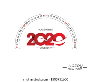 Happy new year 2020 Calendar - New Year Holiday design elements for holiday cards, calendar banner poster for decorations, Vector Illustration Background.