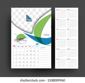 Happy new year 2020 Calendar - New Year Holiday design elements for holiday cards, calendar banner poster for decorations, Vector Illustration Background.