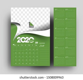 Happy new year 2020 Calendar - New Year Holiday design elements for holiday cards, calendar banner poster for decorations, Vector Illustration Background.